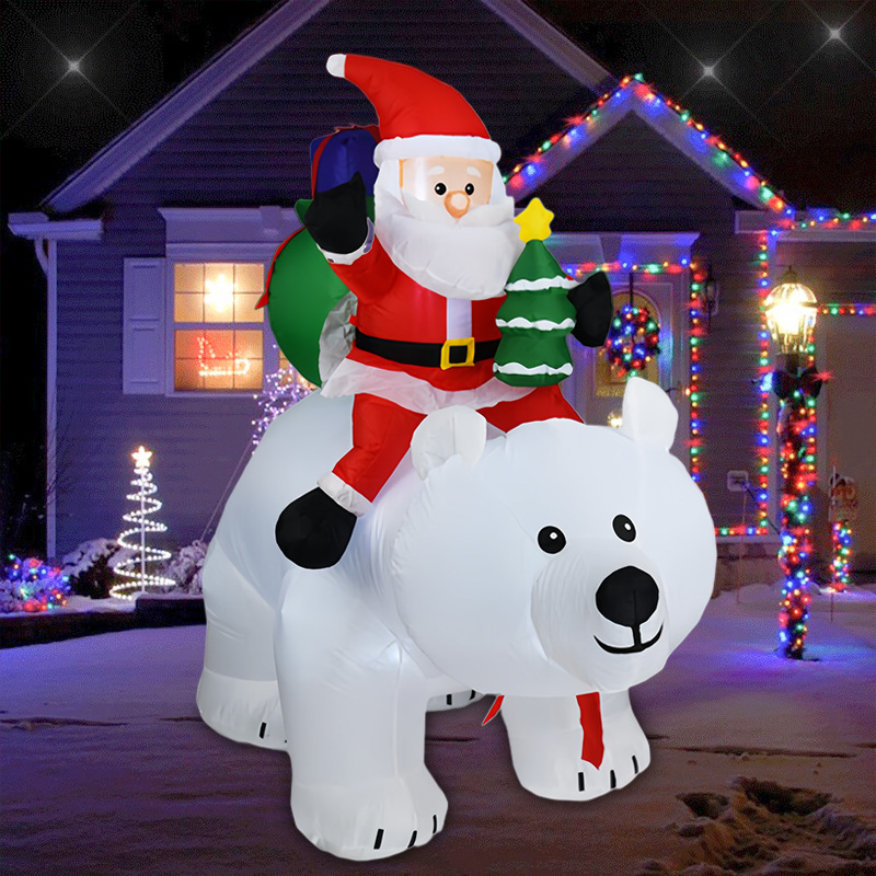 Lighting Tree Decor - Navidad inflable Papá Noel montando un