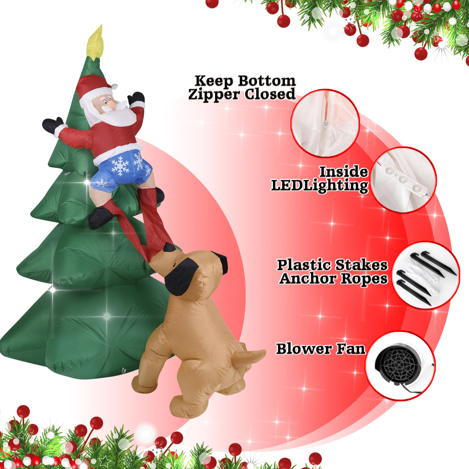 Perro inflable de Navidad con  - Lighting Tree Decor reseña y precio