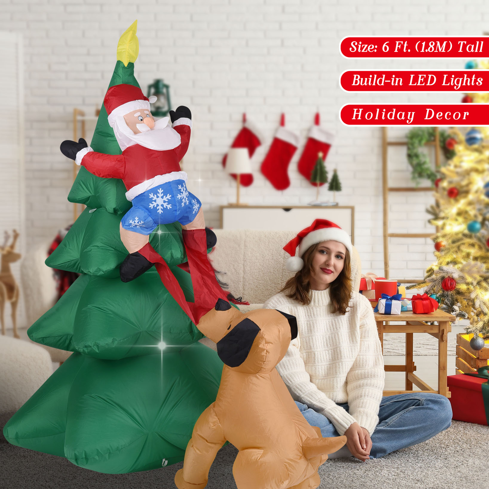 Perro inflable de Navidad con  - Lighting Tree Decor reseña y precio