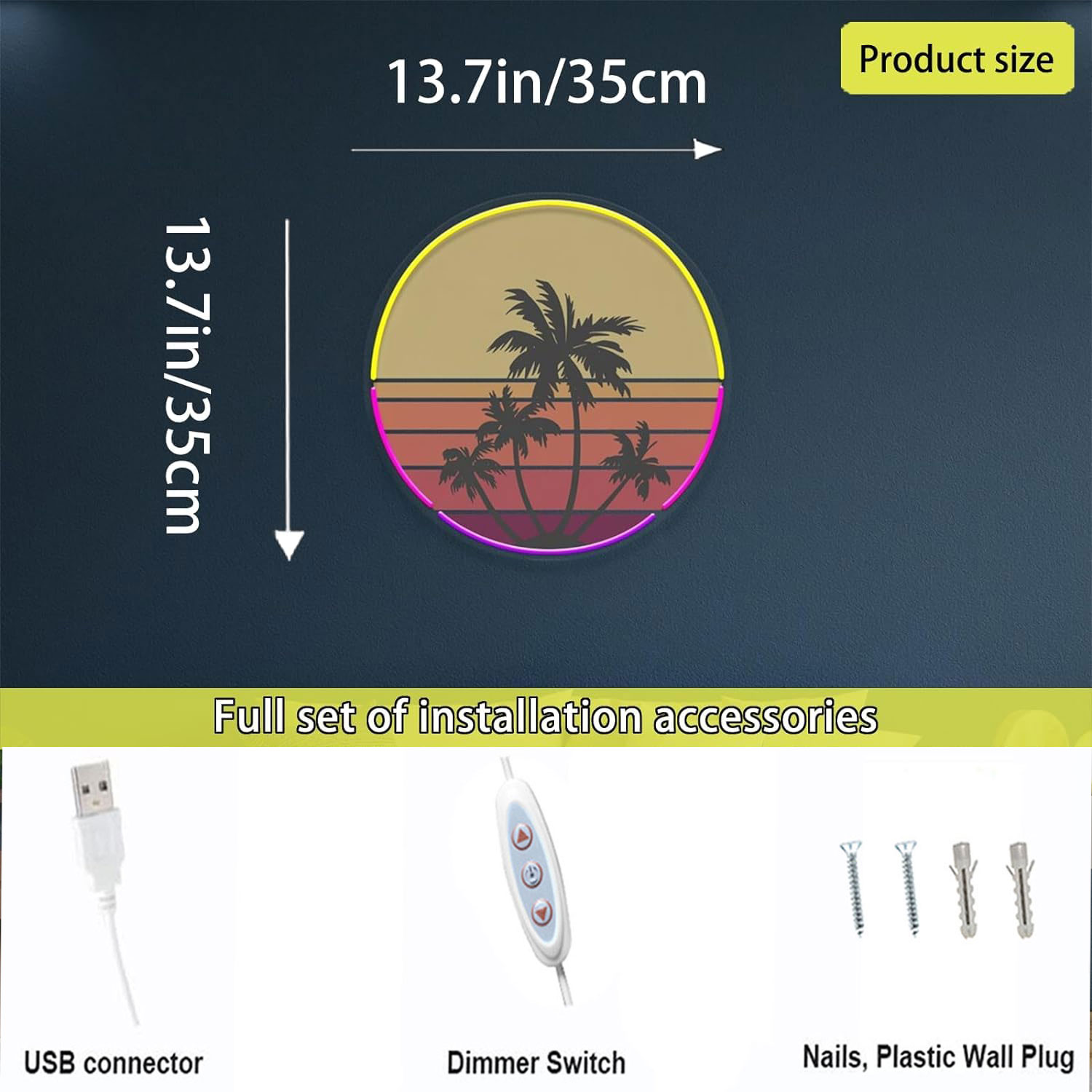Luz de neón de puesta de sol a - Wall Decor Lighting Tree reseña y precio