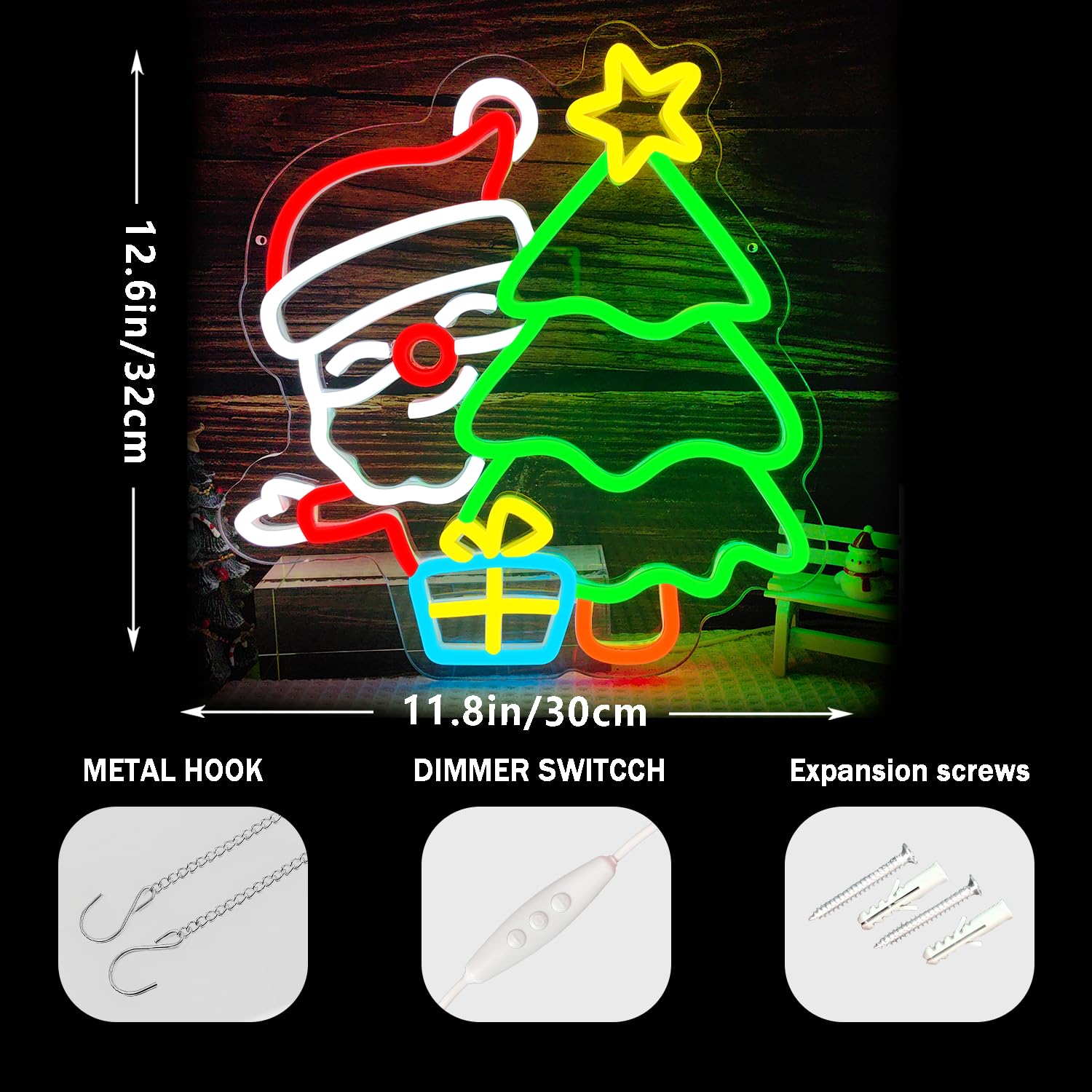 Letrero de neón de Papá Noel p - Wall Decor Lighting Tree reseña y precio